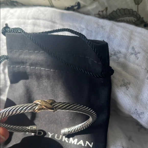 David Yurman Twisted Silver Bracelet with Gold Accent - Picture 2 of 2